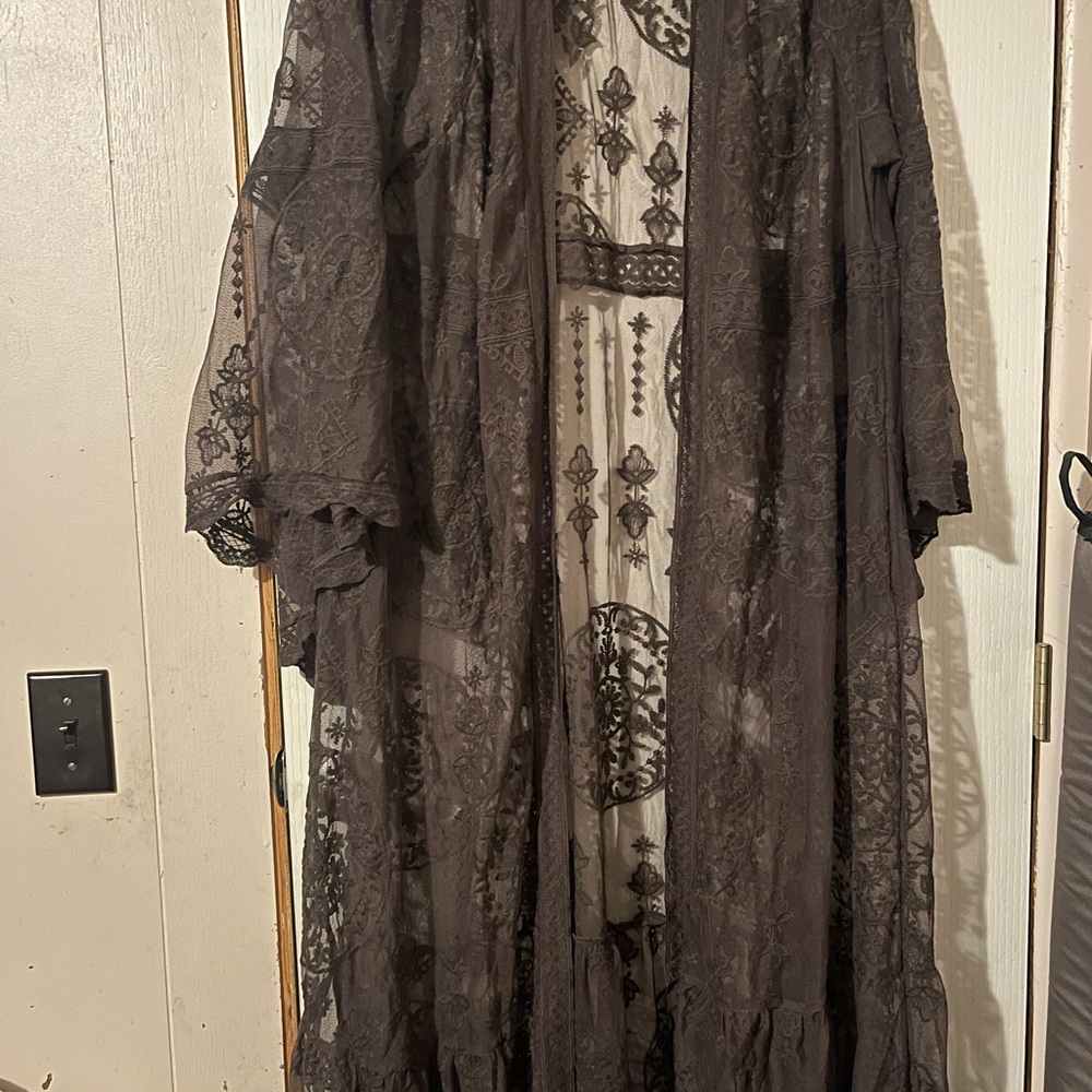Torrid Brown Lace Kimono Top